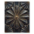 Art Deco Black Gold Geometric Fan Rug