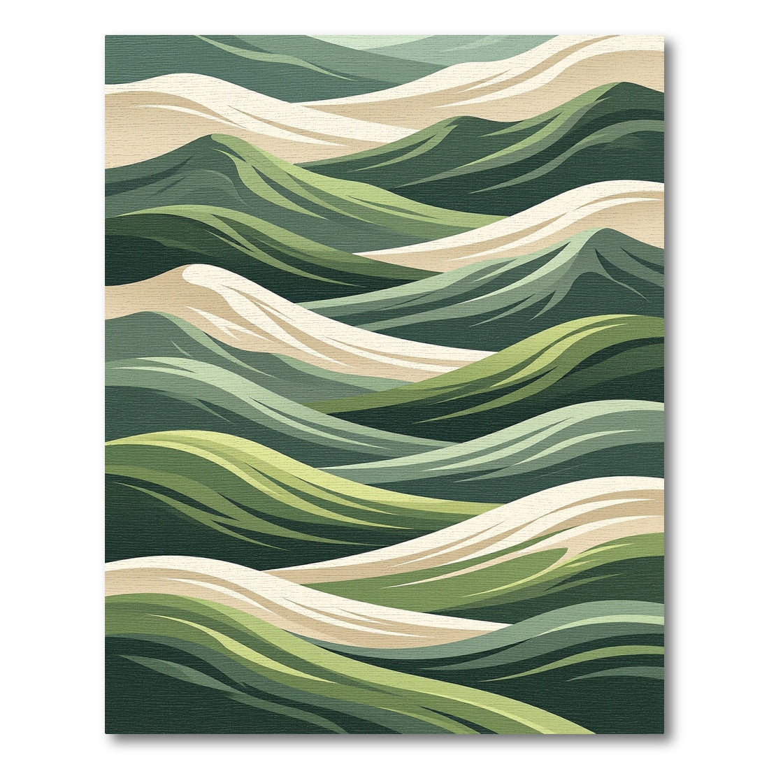 Abstract Sage and Cream Wavy Landscape Rug