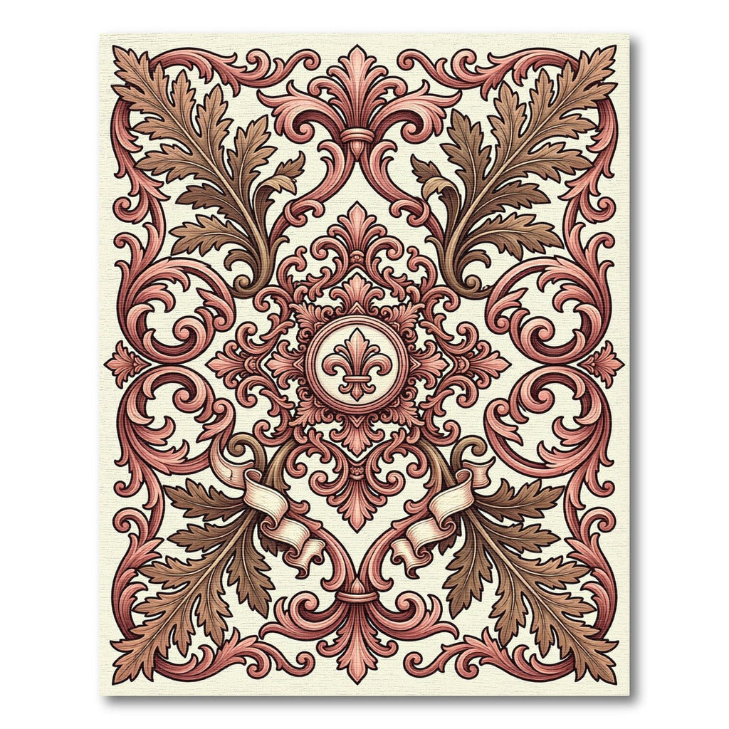 Ornate Rose Gold Laurel Border Rug