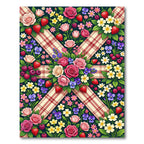Rosy Pink Strawberry Floral Plaid Rug