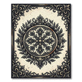 Classic Black Ivory Ornate Damask Medallion Rug