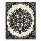 Classic Black Ivory Ornate Damask Medallion Rug