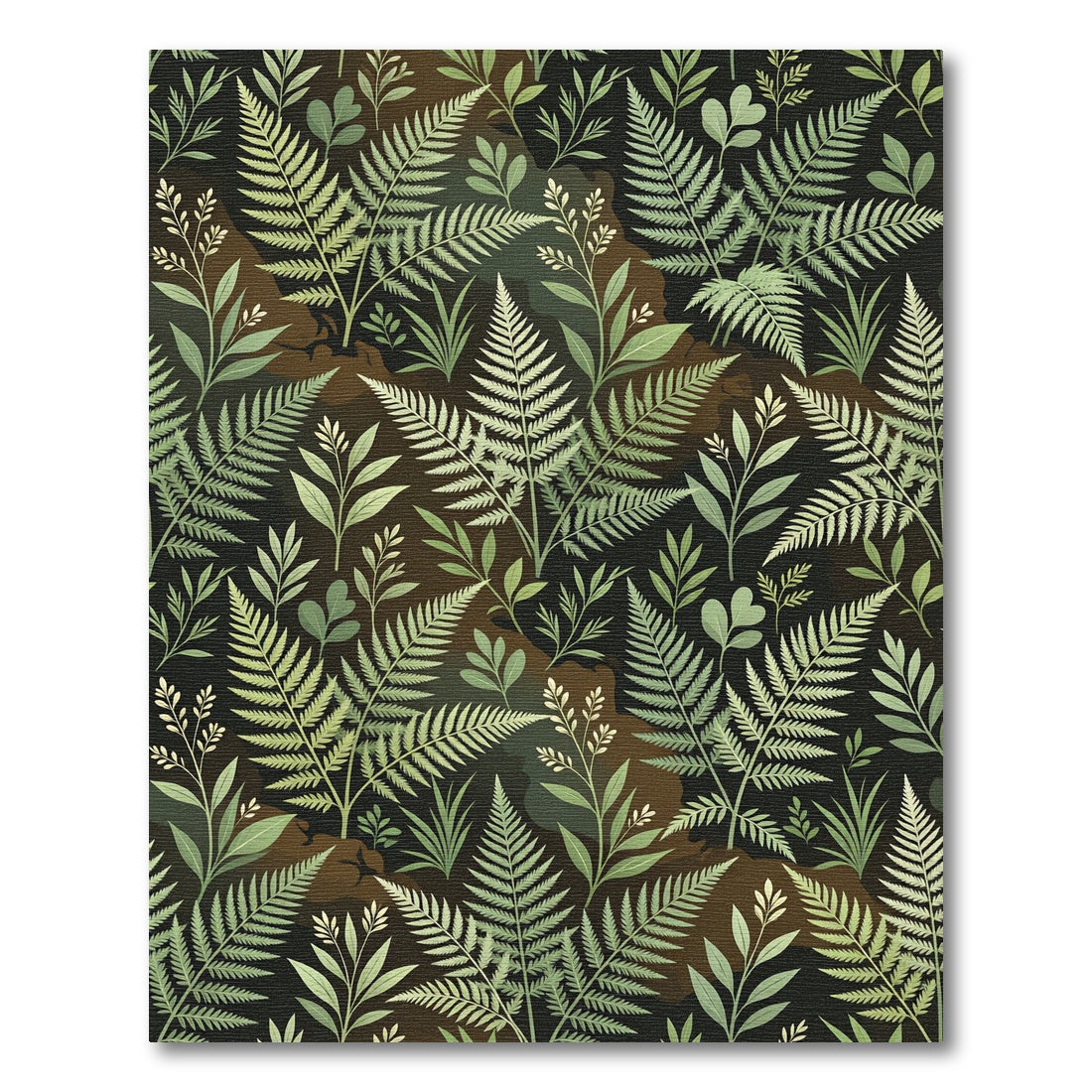 Verdant Fern Forest Woodland Rug