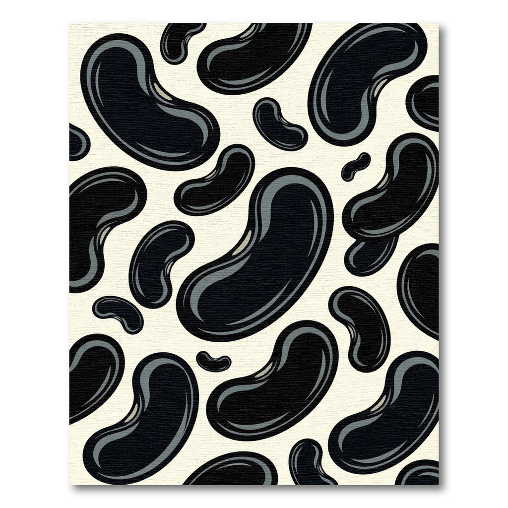 Glossy Black Bean Pattern Rug