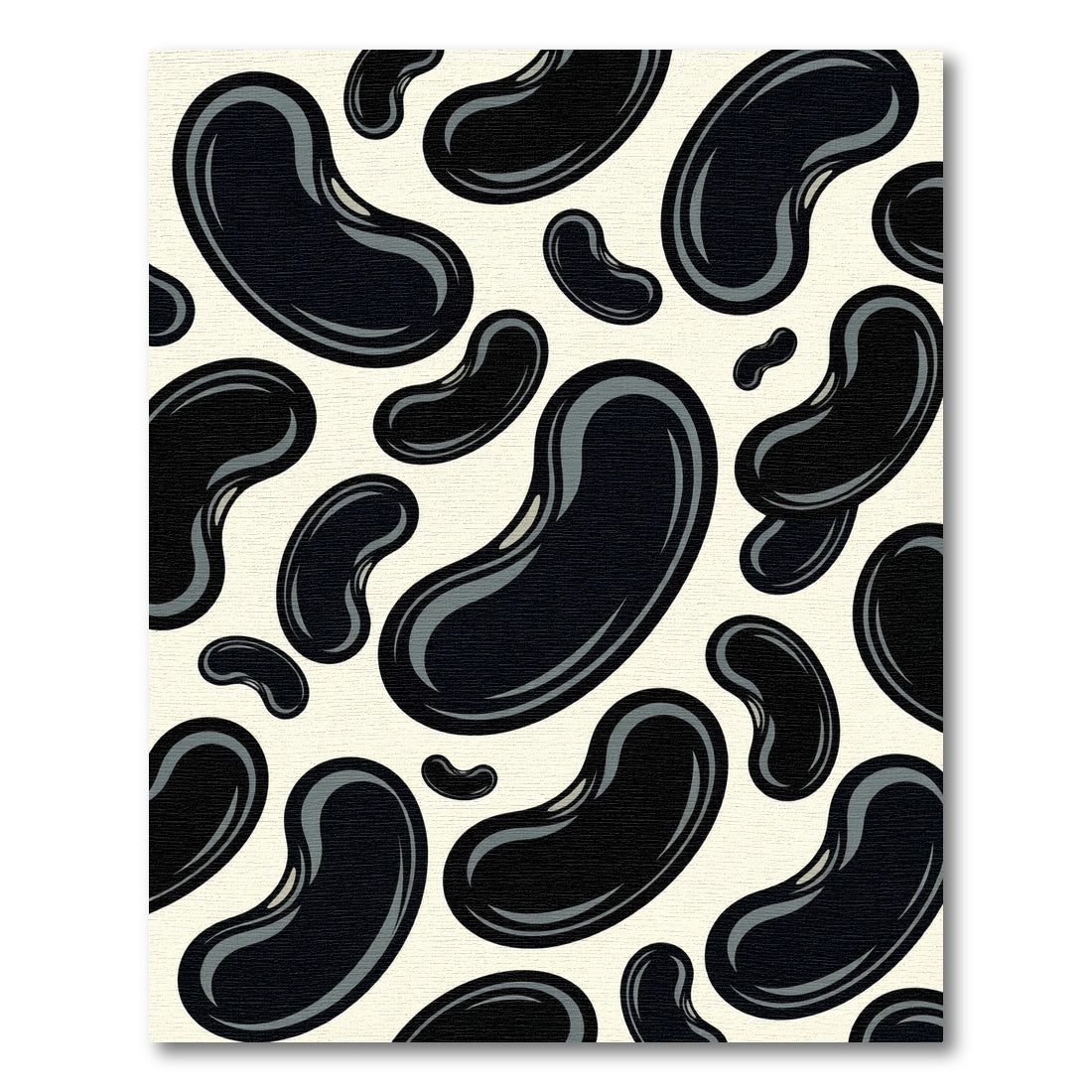 Glossy Black Bean Pattern Rug