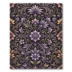 Elegant Lilac Floral Damask Jewel Scroll Rug
