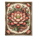 Ornate Pink Lotus Floral Paisley Square Rug