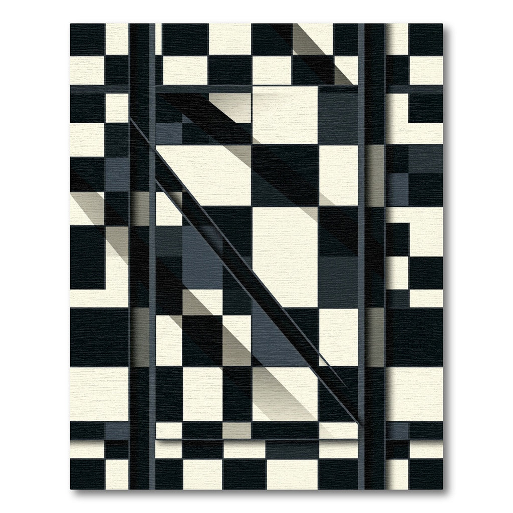 Monochromatic Geometric Grid Composition Rug