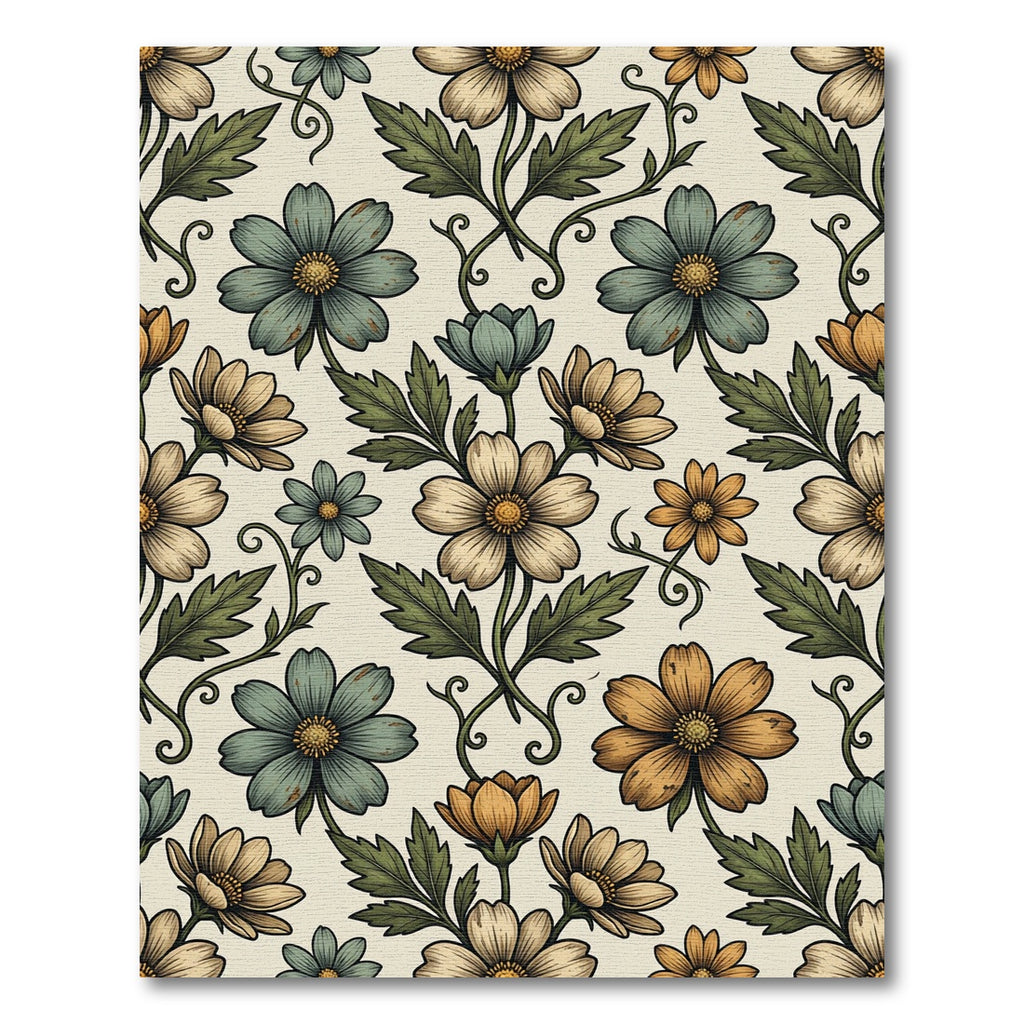 Soft Sage and Ochre Botanical Meadow Rug