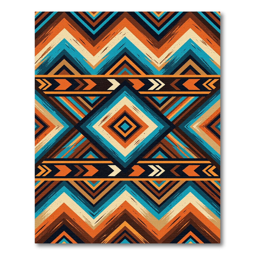 Vibrant Geometric Aztec Diamond Chevron Rug