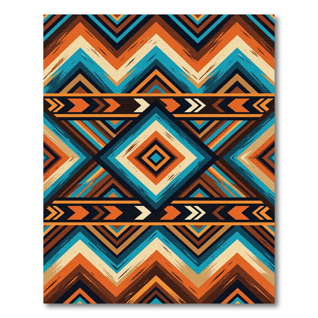 Vibrant Geometric Aztec Diamond Chevron Rug