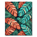 Vibrant Tropical Coral and Teal Palms Rug