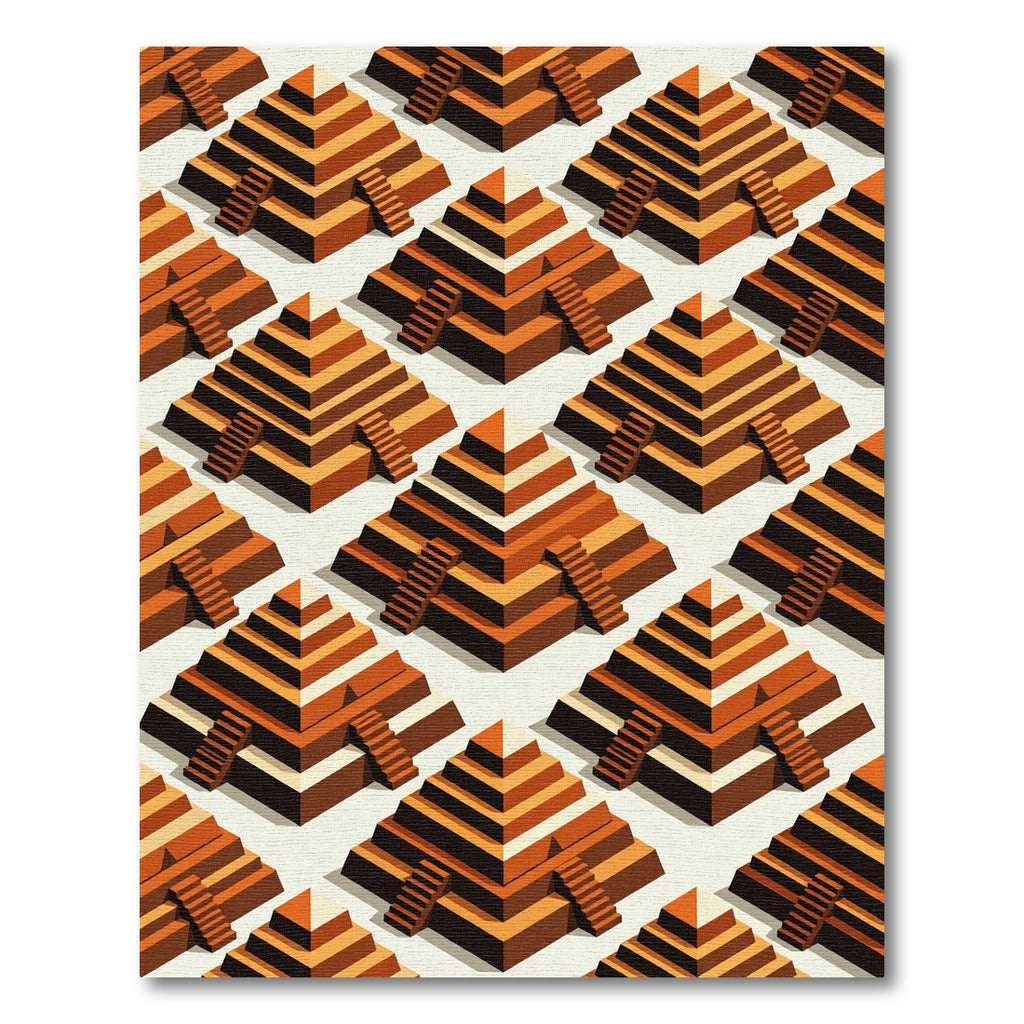 Tiered Pyramid Terra Cotta Pattern Rug