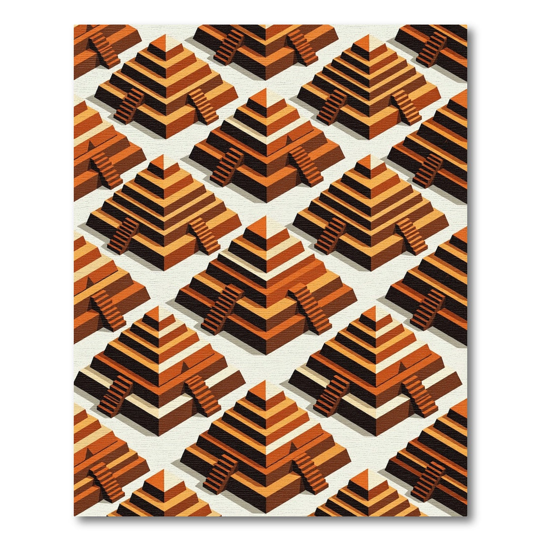 Tiered Pyramid Terra Cotta Pattern Rug