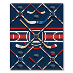 Geometric Navy Red Ice Hockey Abstract Rug