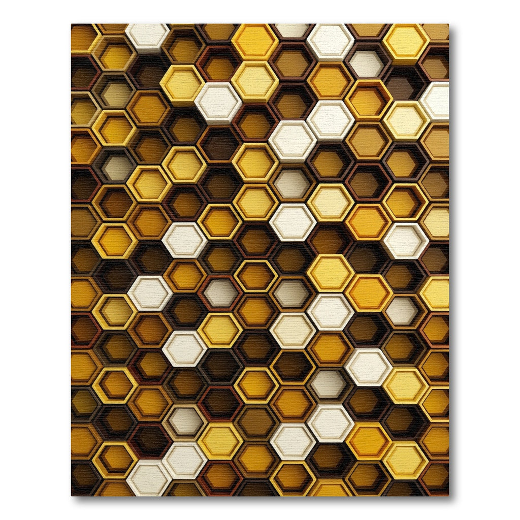 Modern Honeycomb Geometric Gold Ochre Rug