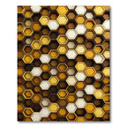Modern Honeycomb Geometric Gold Ochre Rug
