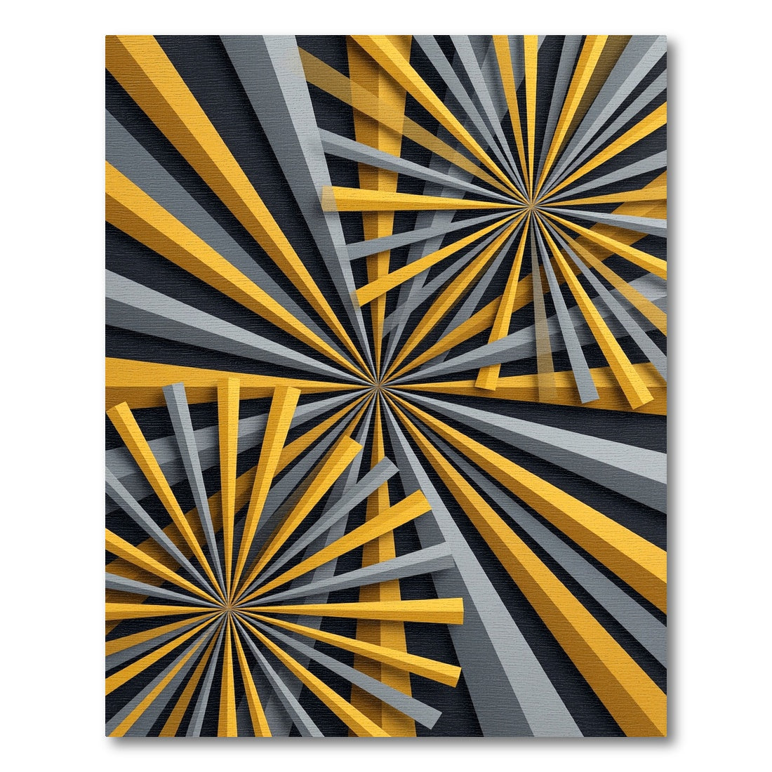 Bold Yellow Gray Sunburst Rays Rug