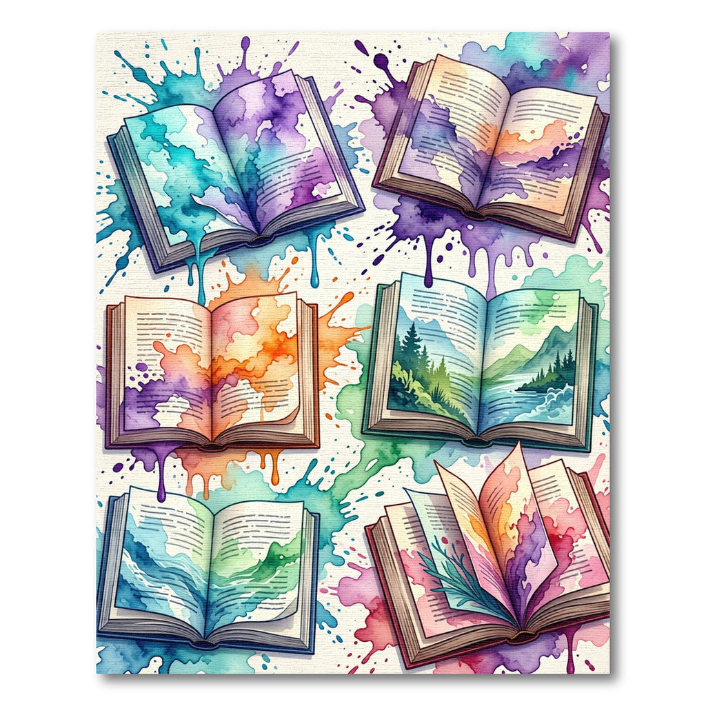 Watercolor Open Book Abstract Art Rug