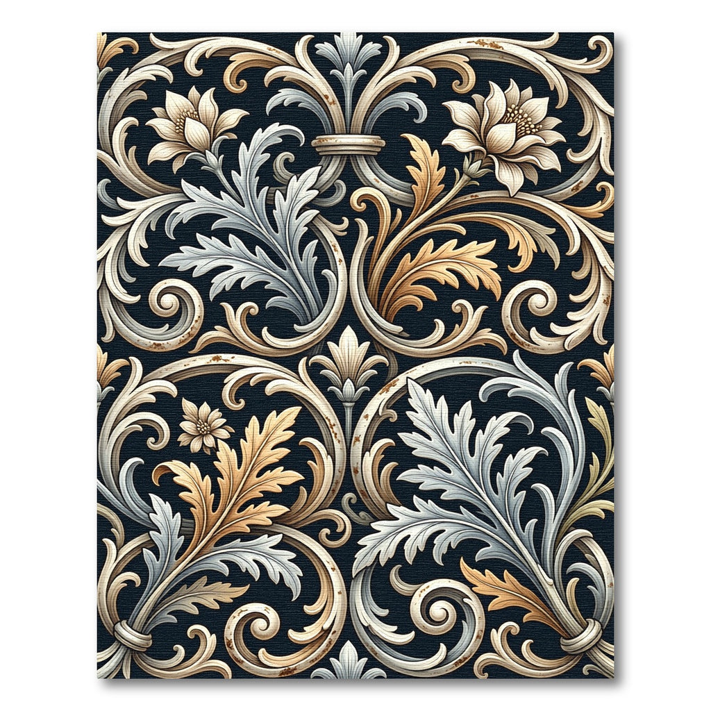 Ornate Ivory Gold Floral Accents Rug
