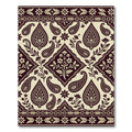 Deep Burgundy Paisley Floral Border Rug