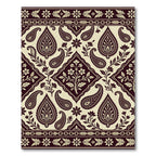 Deep Burgundy Paisley Floral Border Rug