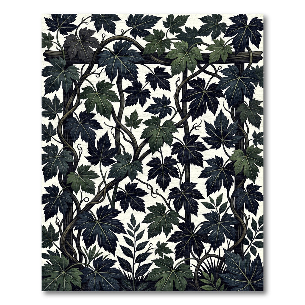 Dark Green Vine Lattice Textile Rug