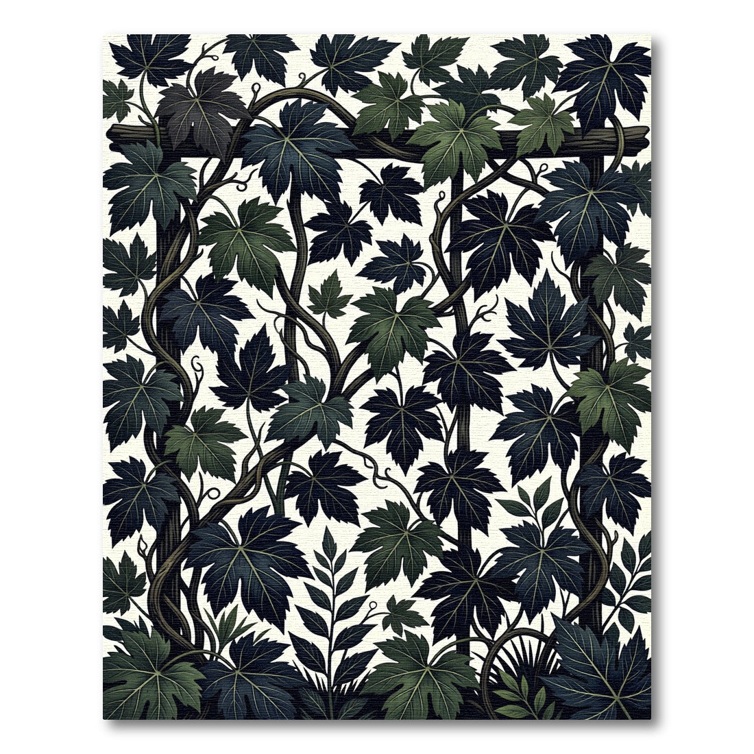 Dark Green Vine Lattice Textile Rug