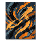 Modern Black and Orange Abstract Swirl Rug