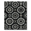 Black White Radial Floral Medallion Rug