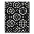 Black White Radial Floral Medallion Rug