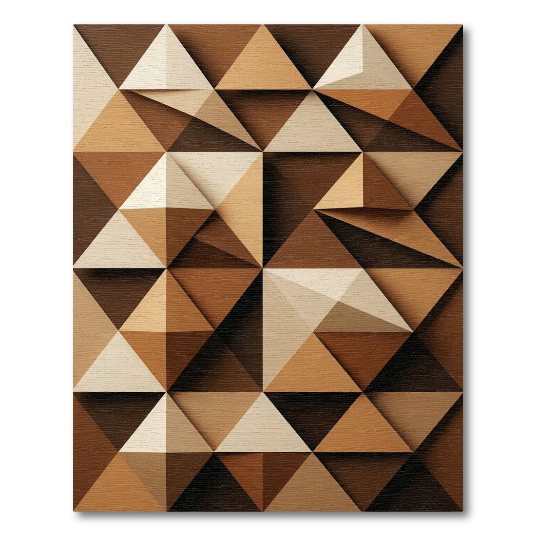 Earth Tones Geometric Folded Origami Triangles Rug