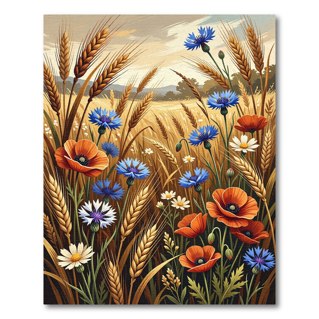 Golden Wheat Field Pop pies Cornflower Rug