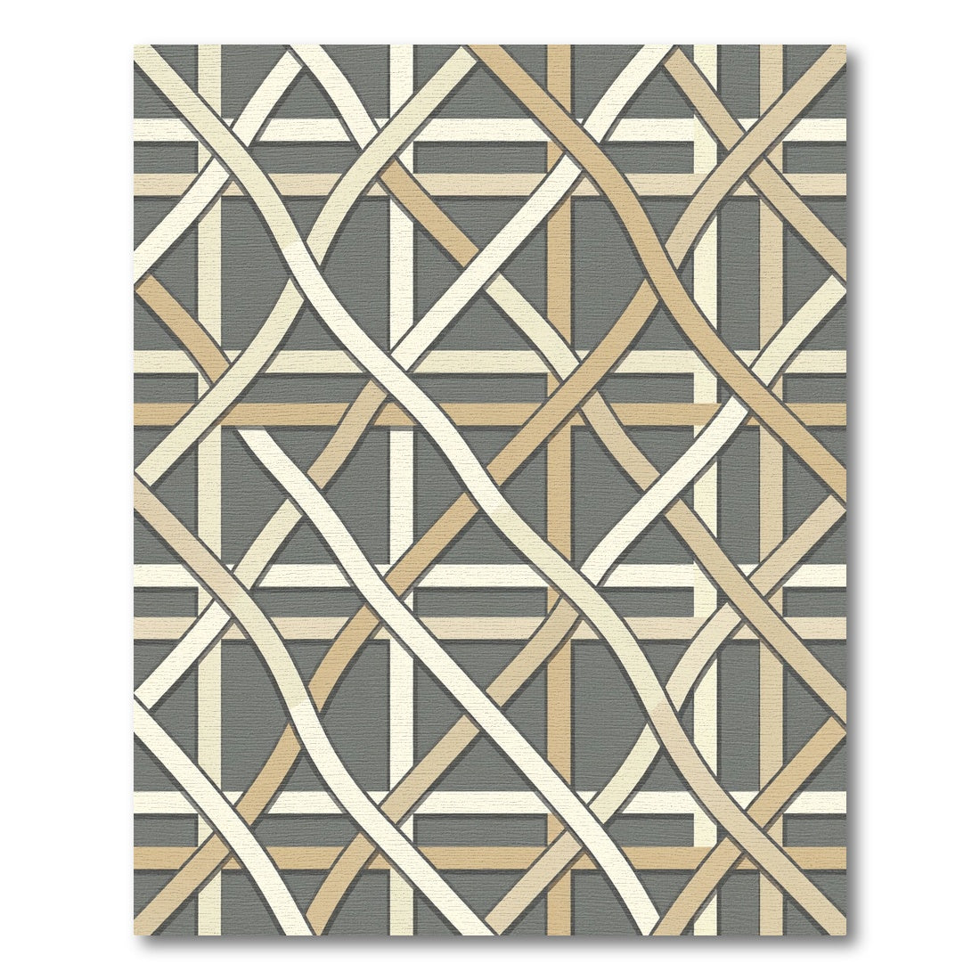 Contemporary Beige Cream Woven Grid Rug