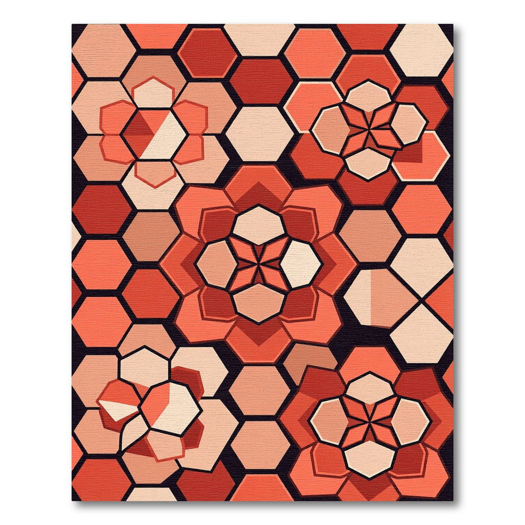 Coral Hexagon Floral Mandala Rug