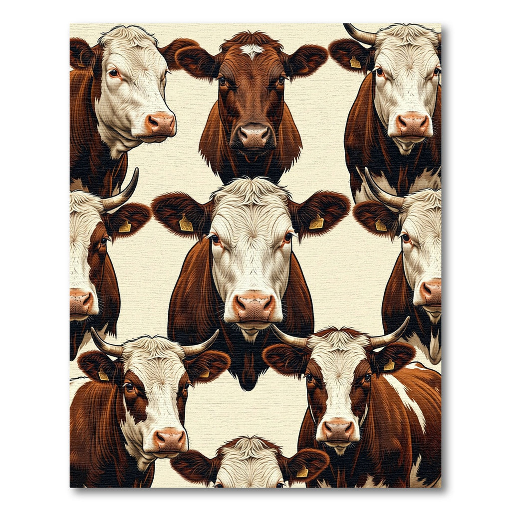 Rustic Farmhouse Brown Cattle Herd Rug