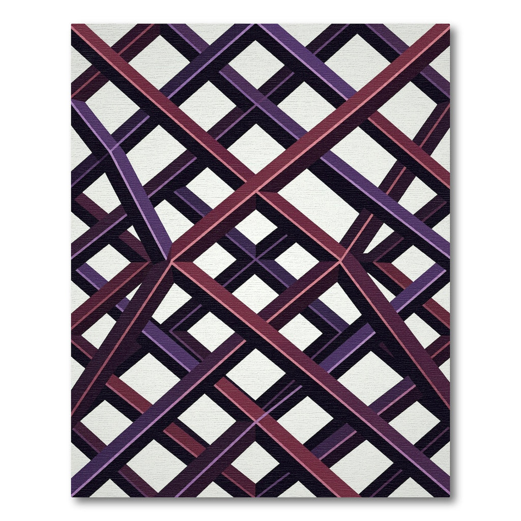 Geometric Lattice Illusion Crimson Violet Rug
