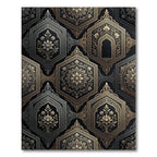 Ornate Golden Hexagon Floral Arrangement Rug