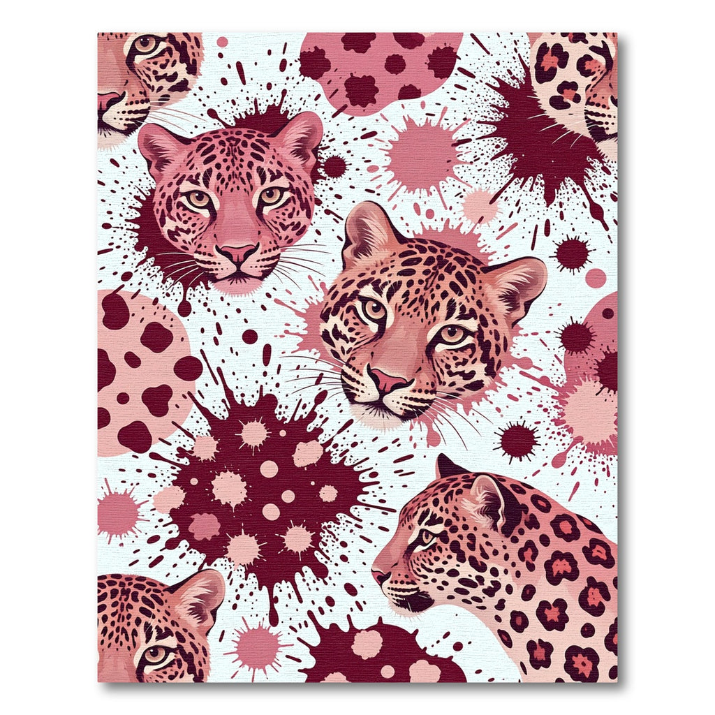 Blush Pink Leopard Ink Splatter Rug