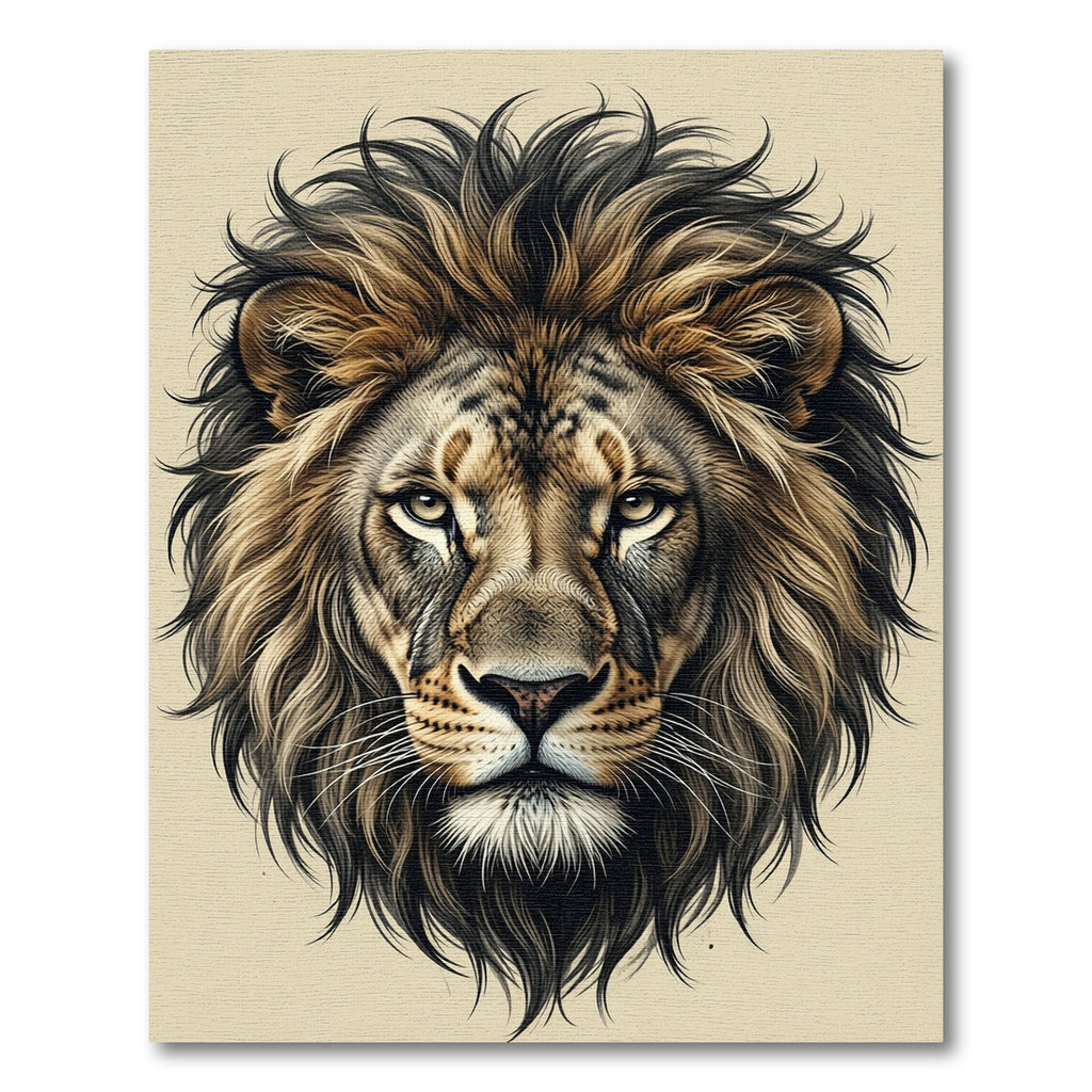 Majestic Golden Lion Portrait Focal Art Rug
