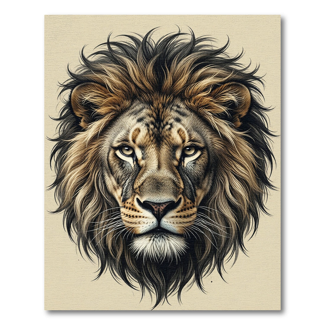 Majestic Golden Lion Portrait Focal Art Rug