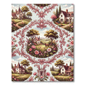 Ornate Rural Pink Chinoiserie Landscape Rug