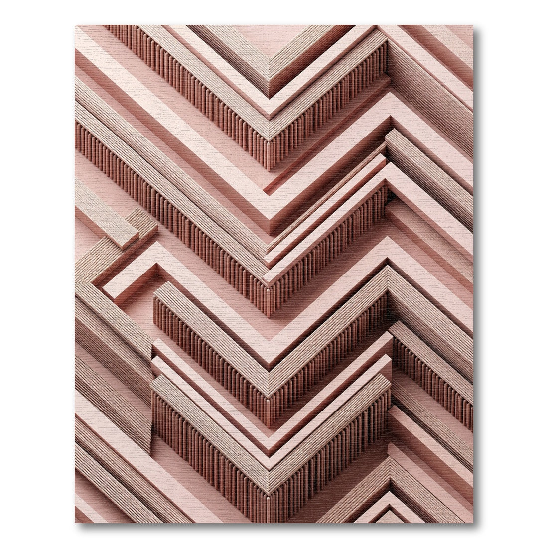 Pink Textured Chevron Geometric Rug