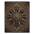 Ornate Bronze Compass Star Medallion Rug