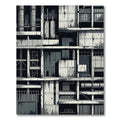 Industrial Concrete Grayscale Geometric Structure Rug