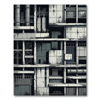 Industrial Concrete Grayscale Geometric Structure Rug