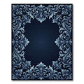Elegant Dark Blue Acanthus Scrollwork Frame Rug