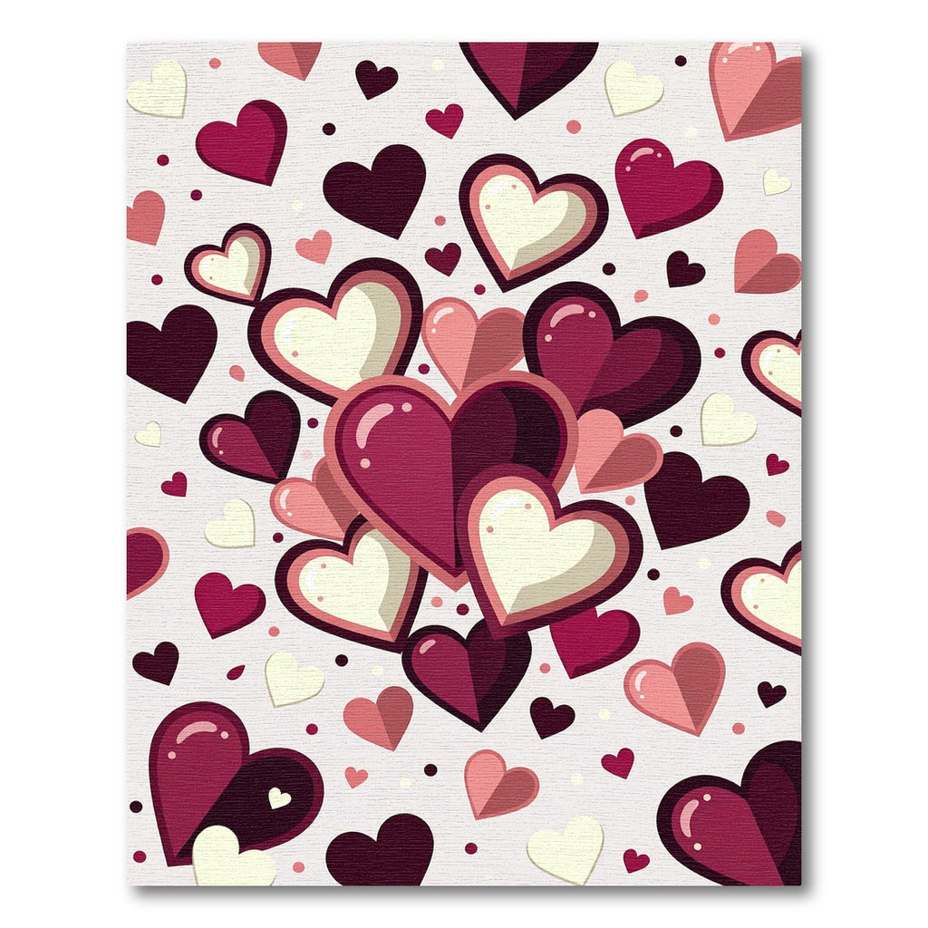 Sweet Hearts Composition Magenta Ivory Rug