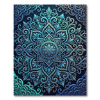 Emerald Blue Ornate Mandala Rug