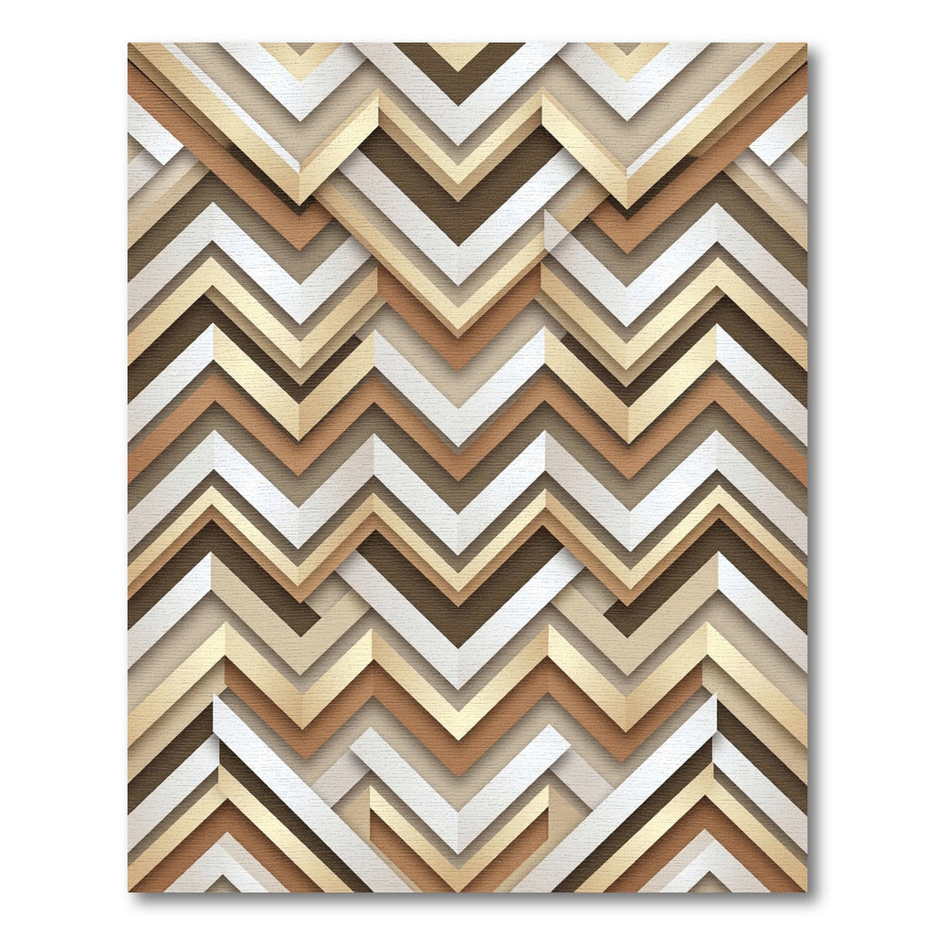 Golden Chevron Geometric Layered Neutral Art Rug